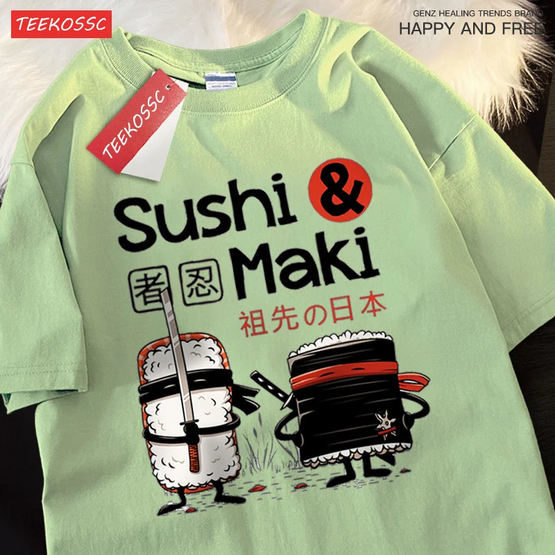 🍣 Sushi style for your everyday life! Minimalist unisex T-shirt. Hand-drawn design, breathable & relaxed fit. Shop now! ✨ - CheapSeasons