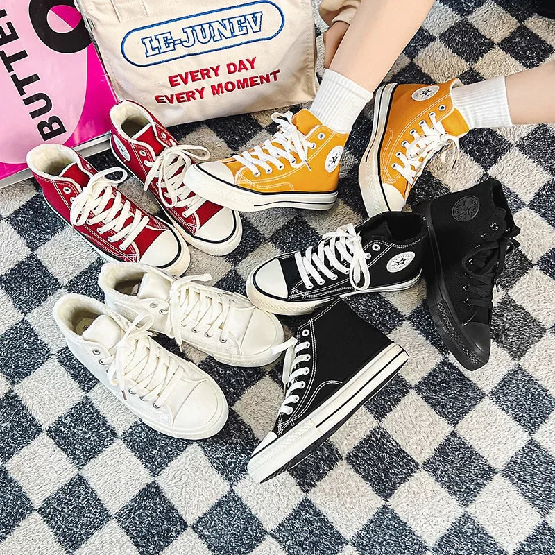 Classic Vintage 1970s High-Top Canvas Shoes