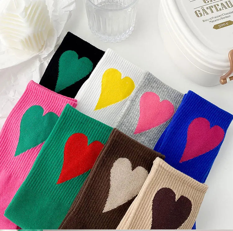 Organic cotton socks “Spread Love” – vibrant colors with a cute heart embroidery - CheapSeasons