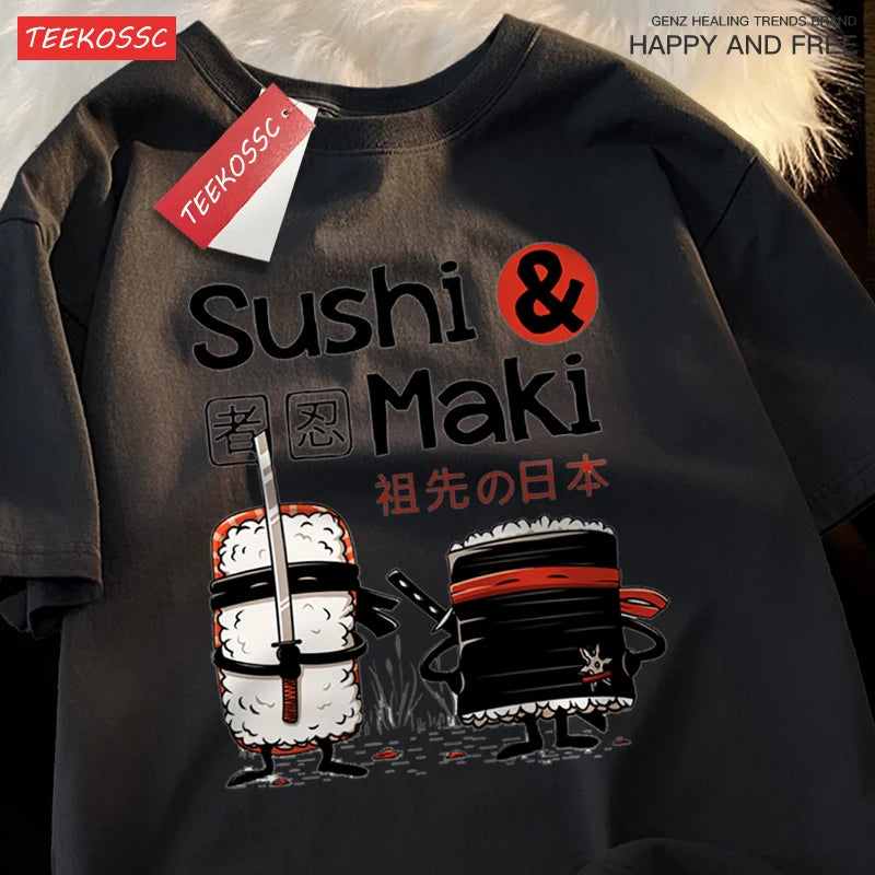 🍣 Sushi style for your everyday life! Minimalist unisex T-shirt. Hand-drawn design, breathable & relaxed fit. Shop now! ✨ - CheapSeasons
