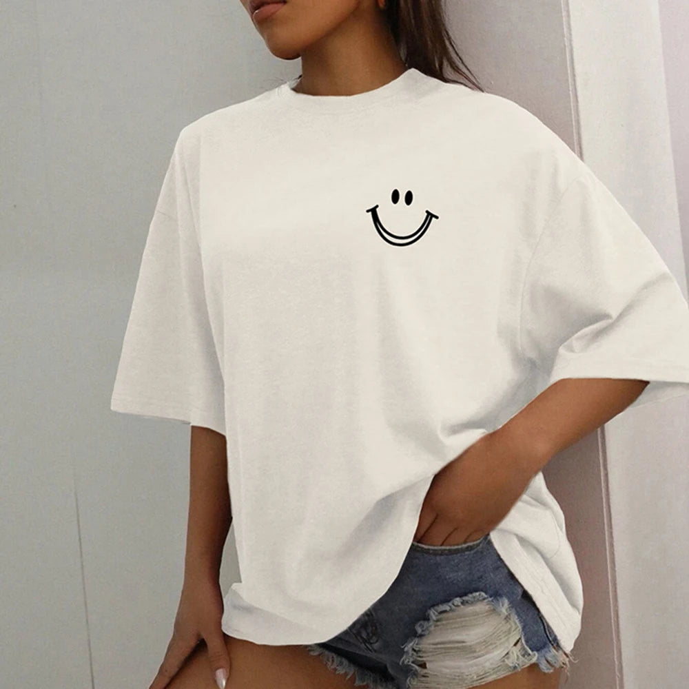 Happy Vibes Smiley T-Shirt – 100% cotton, relaxed fit & retro look - CheapSeasons