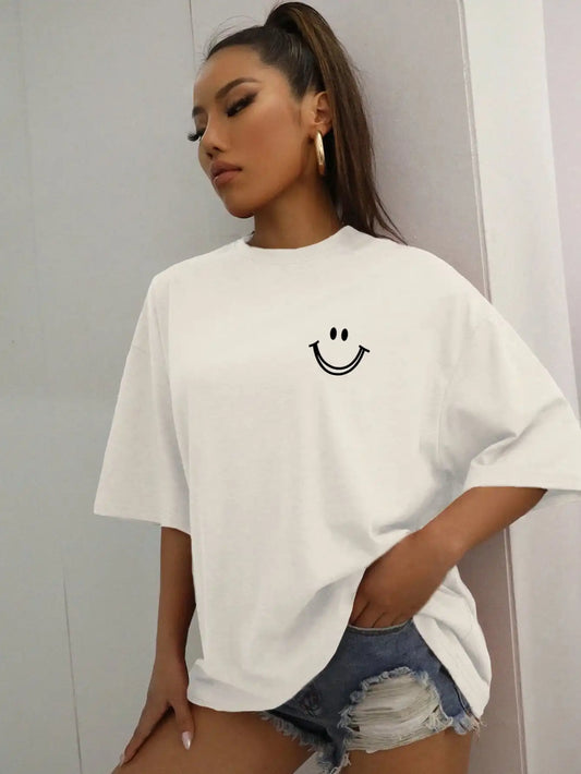 Happy Vibes Smiley T-Shirt – 100% cotton, relaxed fit & retro look - CheapSeasons