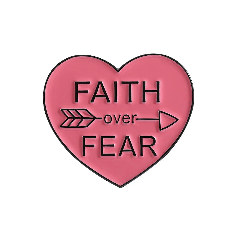 "Faith over Fear" Heart Brooch – Elegant enamel design as a symbol of courage and trust - CheapSeasons