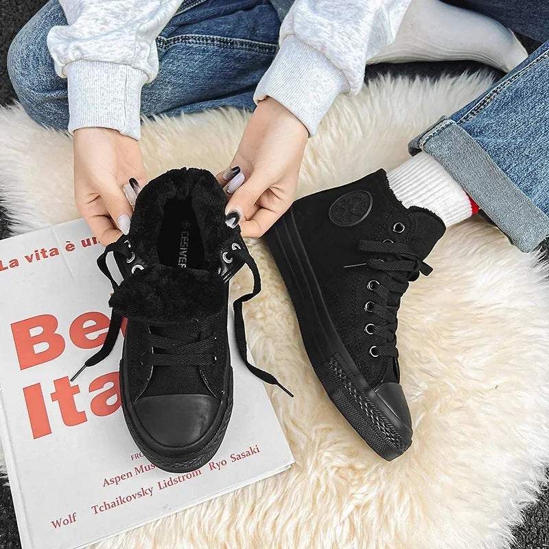 Classic Vintage 1970s High-Top Canvas Shoes