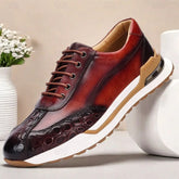 Luxuriöser Herren-Vollnarbenleder-Sneaker mit Krokodilprägung von CheapSeasons, mit elegantem Design und strukturierter Lederoberfläche.