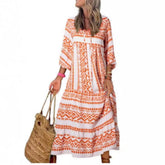 Green floral boho maxi dress by CheapSeasons featuring a breezy summer style and flowing fabric.