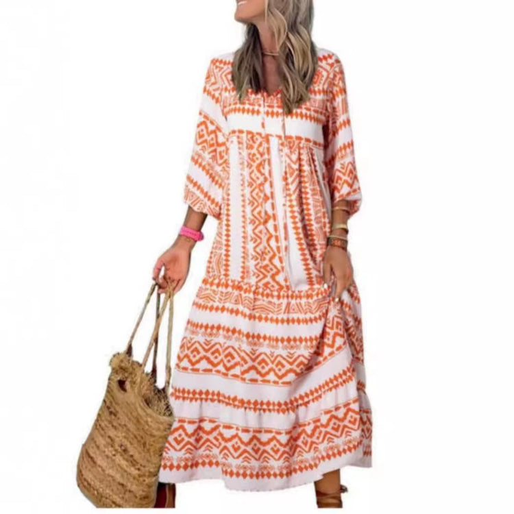Green floral boho maxi dress by CheapSeasons featuring a breezy summer style and flowing fabric.