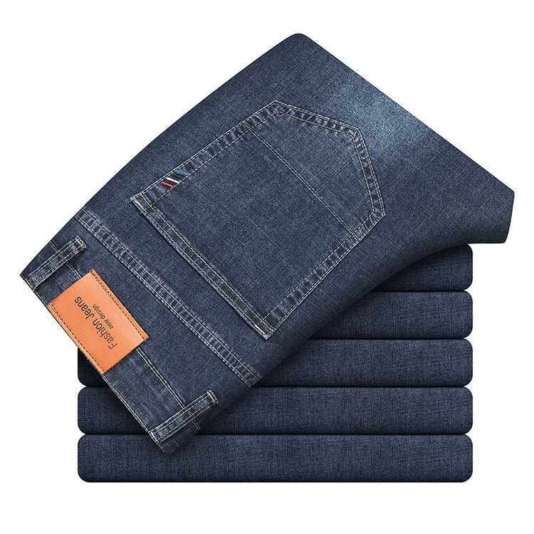Pair of classic straight jeans by CheapSeasons featuring a timeless cut and comfortable fit, shown on a neutral background.