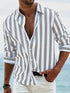 Mens loose fit summer striped shirt in British style, in size S to 4XL, by CheapSeasons, featuring classic pattern and lightweight fabric.