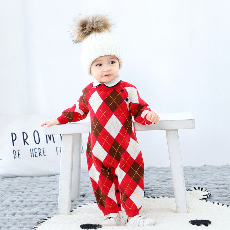 New Year Dress Baby Autumn Clothing Jumpsuit Knitted Sweater