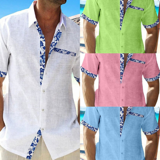 🌊 Your holiday vibe to wear: Short-sleeved linen shirt with floral accents