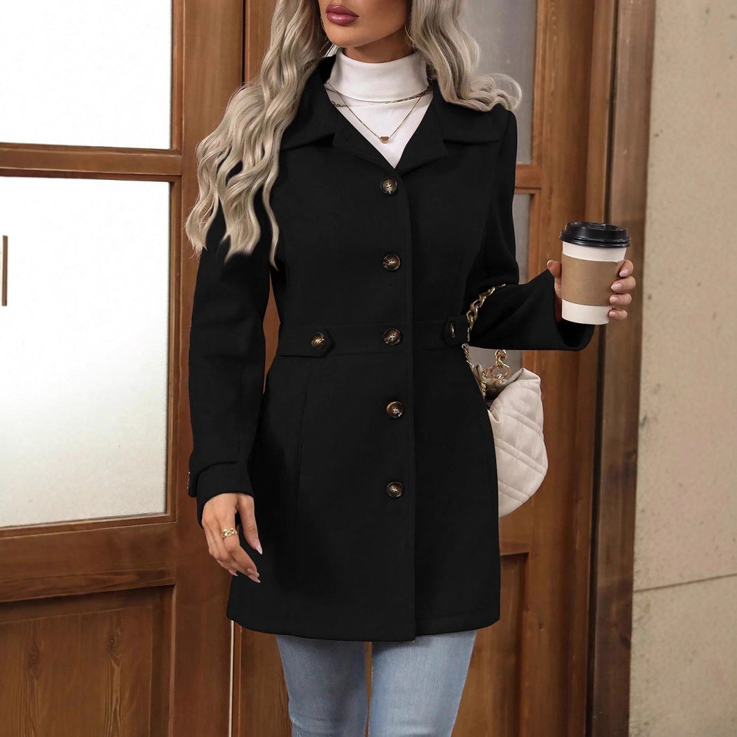 Elegant signature coat from CheapSeasons, featuring a classic design in neutral tones, perfect for versatile everyday wear.
