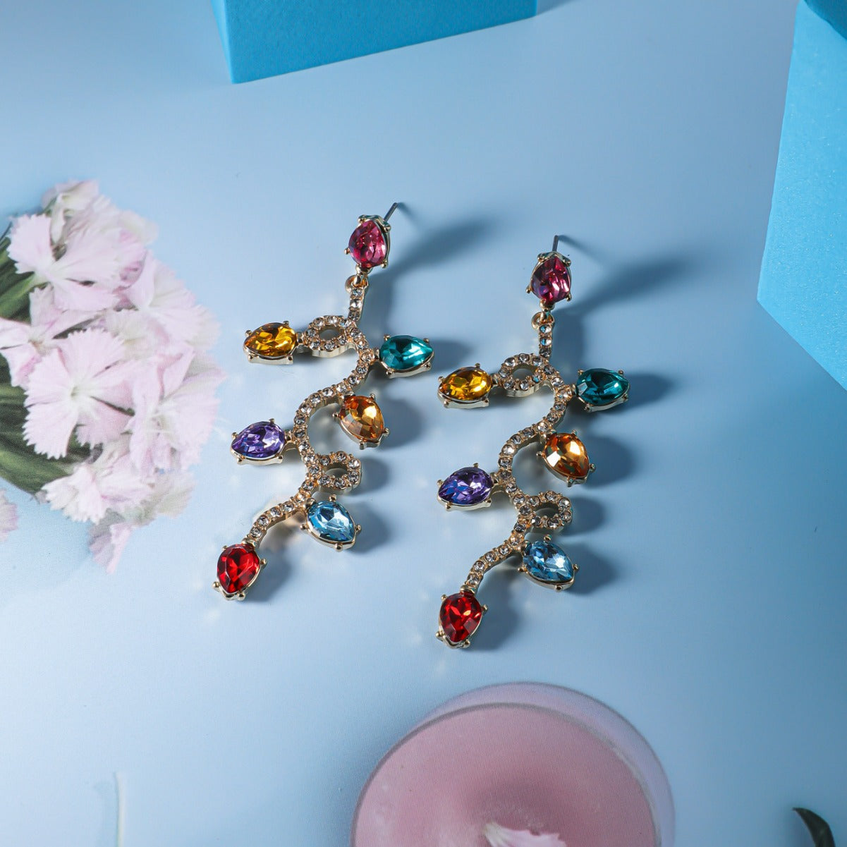 Retro Fashion Small Lantern Zircon Stud Earrings Christmas