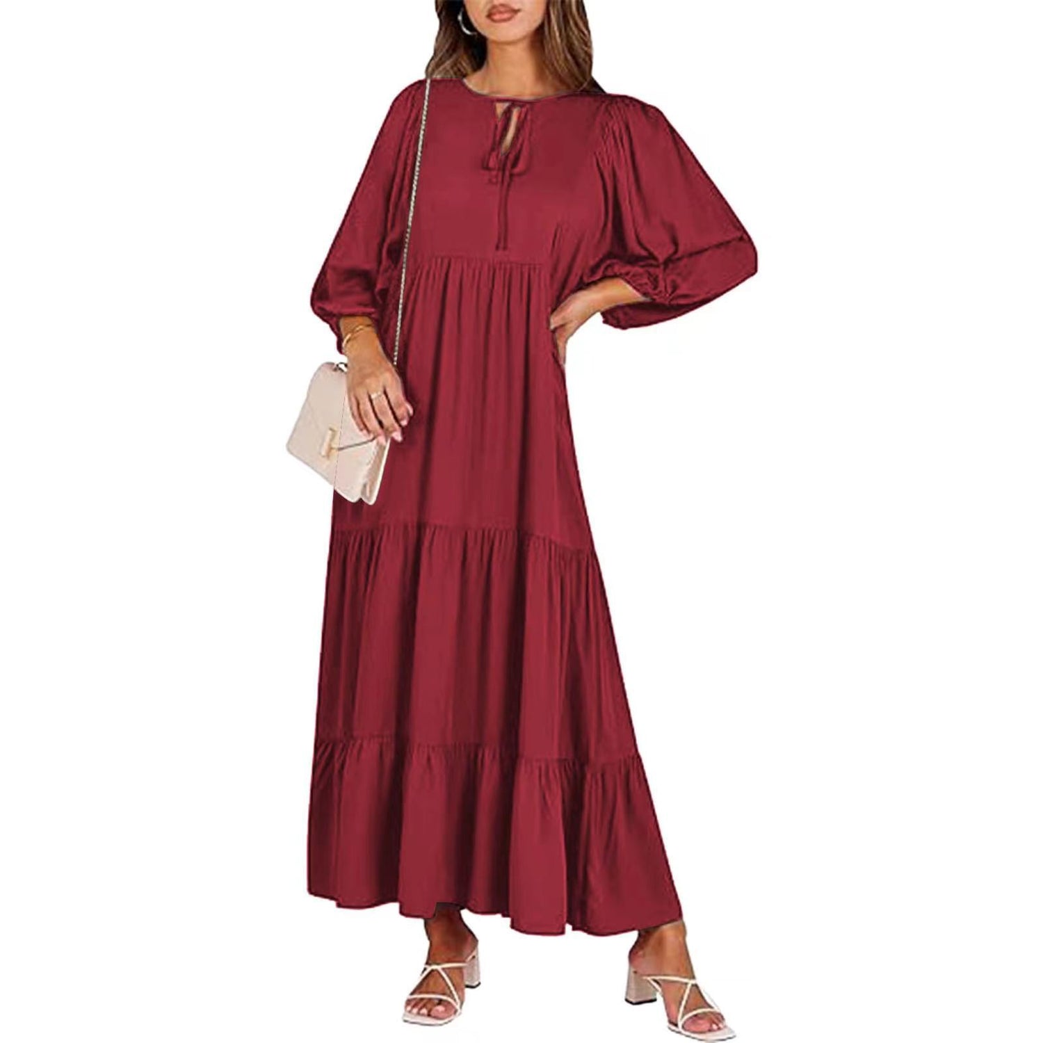 Green floral boho maxi dress from CheapSeasons featuring a lightweight, airy summer design and flowing fabric.