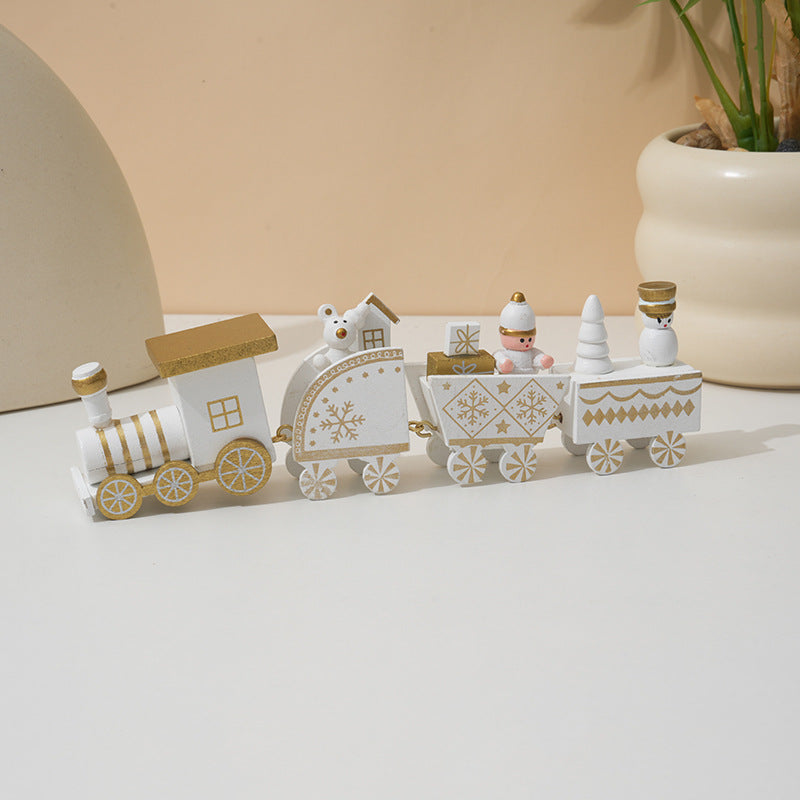 Christmas Decorations Wooden Train Children's Gifts Christmas Small Gifts Window Decoration