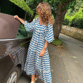 Green floral boho maxi dress by CheapSeasons featuring a breezy summer style, flowing fabric, and relaxed fit.