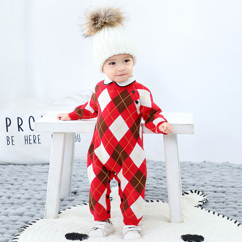 New Year Dress Baby Autumn Clothing Jumpsuit Knitted Sweater