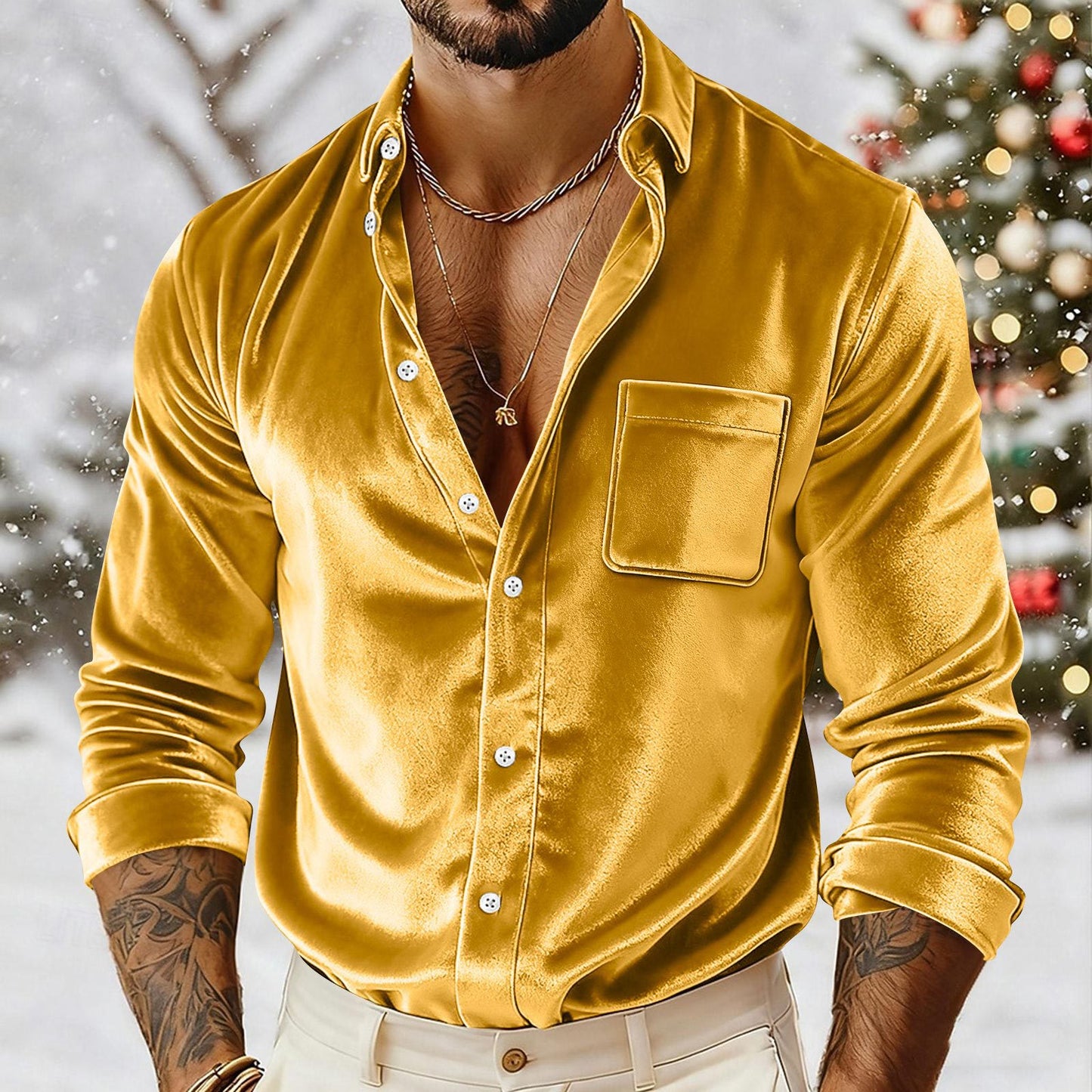 The gold velvet shirt for modern statements
