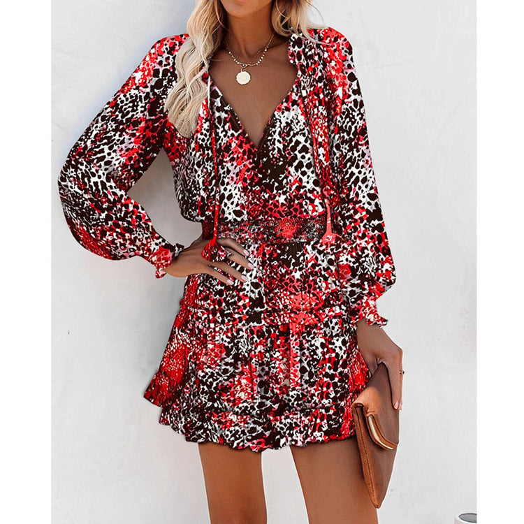 Brightly colored CheapSeasons dress with a bold pattern, featuring a stylish fit perfect for making a statement.