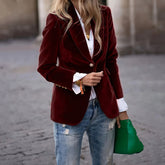 Velvet Elegance blazer by CheapSeasons, stylish dark velvet blazer with tailored fit, perfect for confident, sophisticated looks.