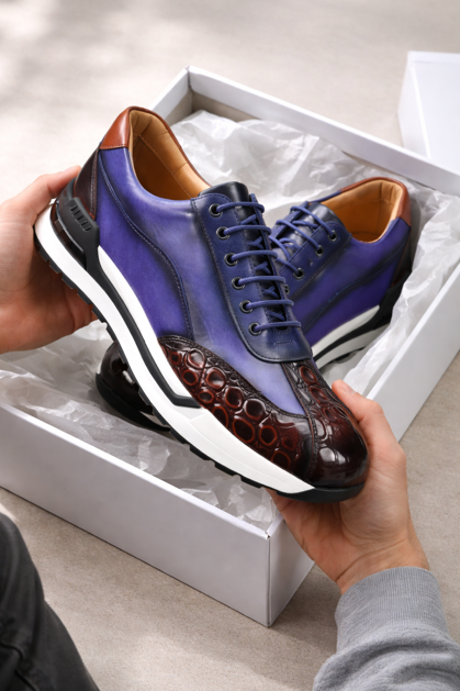 👞 Luxury for the street: The full-grain leather sneaker with crocodile embossing